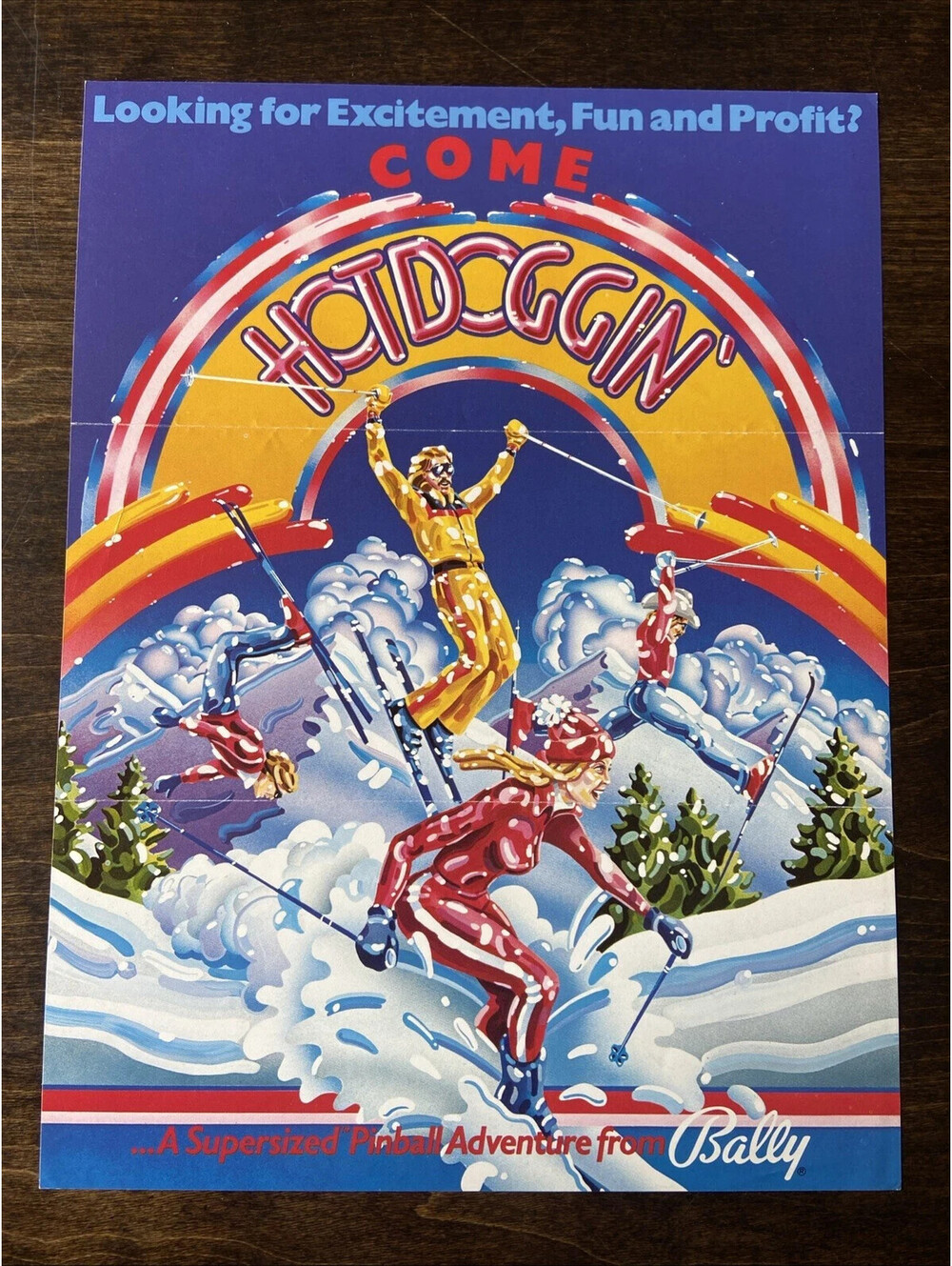 Hotdoggin Pinball Machine FLYER Ad Promo 1980 Bally Insert Poster Hot doggin